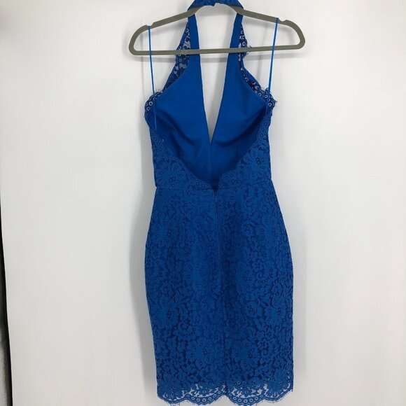 NWT Keepsake The Label  Cobalt Blue Lace Crossed Halter High Roads Dress XS - Picture 4 of 16
